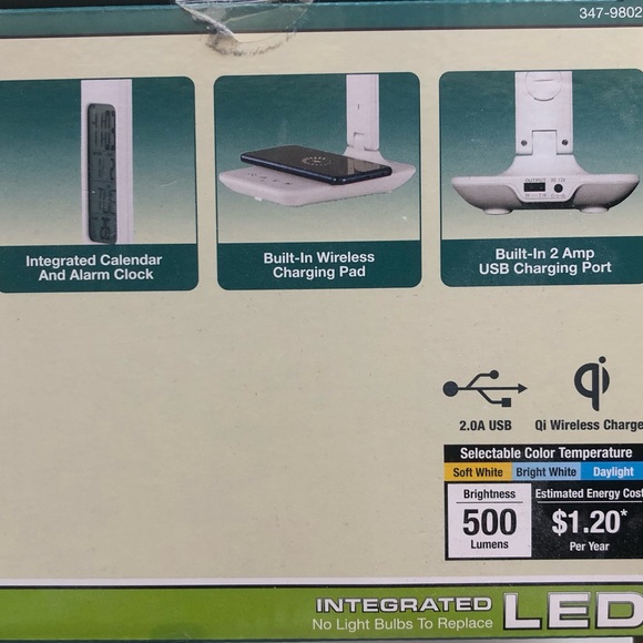 LED DESK LAMP WITH WIRELESS CHARGER, USB CHARGING PORT - Picture 1 of 3